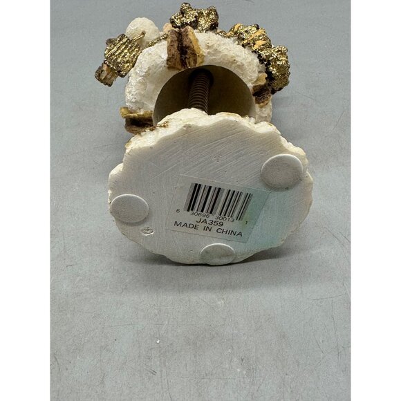 Vintage Bobbly head Snowman Figurine with Gold Accents & Birdhouse Used READ - Picture 7 of 7